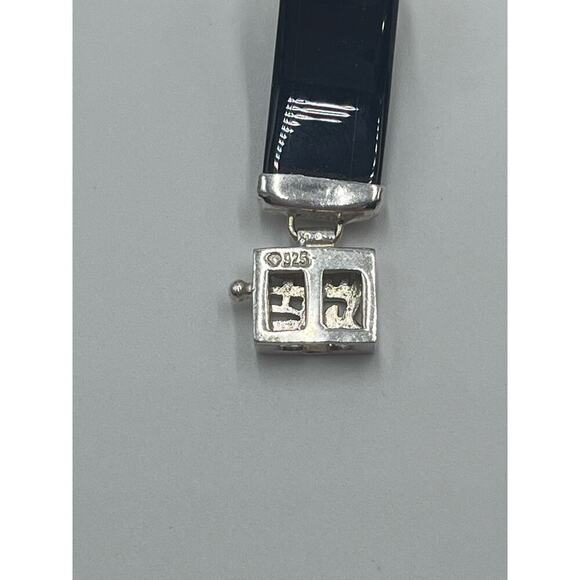 Vintage 1960's Signed Chinese Jadeite Sterling Panel Link Bracelet 7.5" Length - Picture 10 of 14